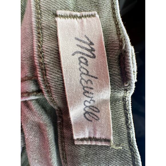 Madewell 26P Mid-Rise Skinny Cropped Jeans Button Front Stretch Denim Army Green - Picture 7 of 9